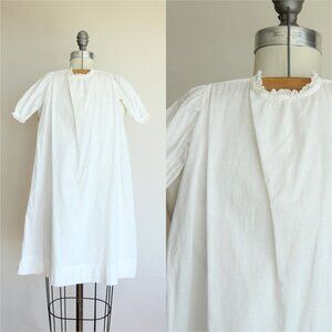 Vintage 1900s Baby Dress, White Cotton and Lace Pigeon Bust Christening Baptism